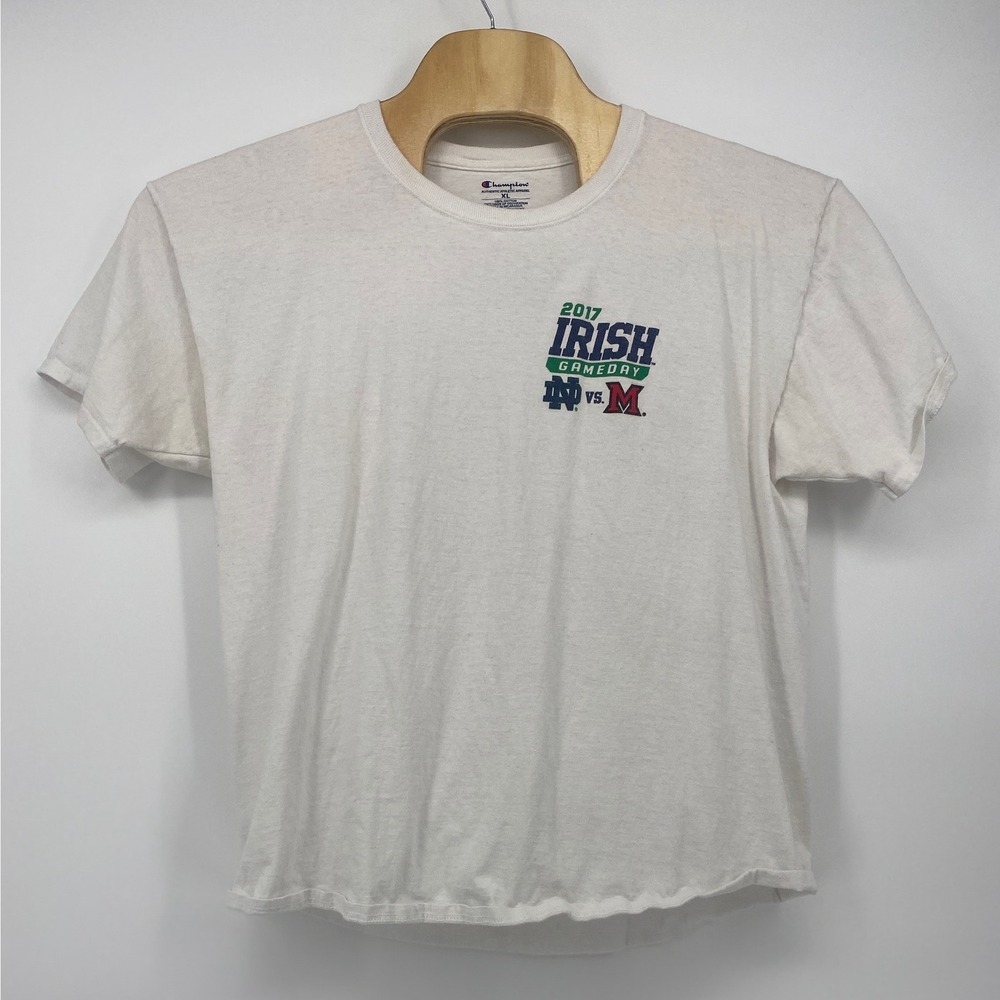 Champion Notre Dame Irish Gameday T-Shirt Mens XL White 2017 vs Miami Redhawks - Picture 1 of 6